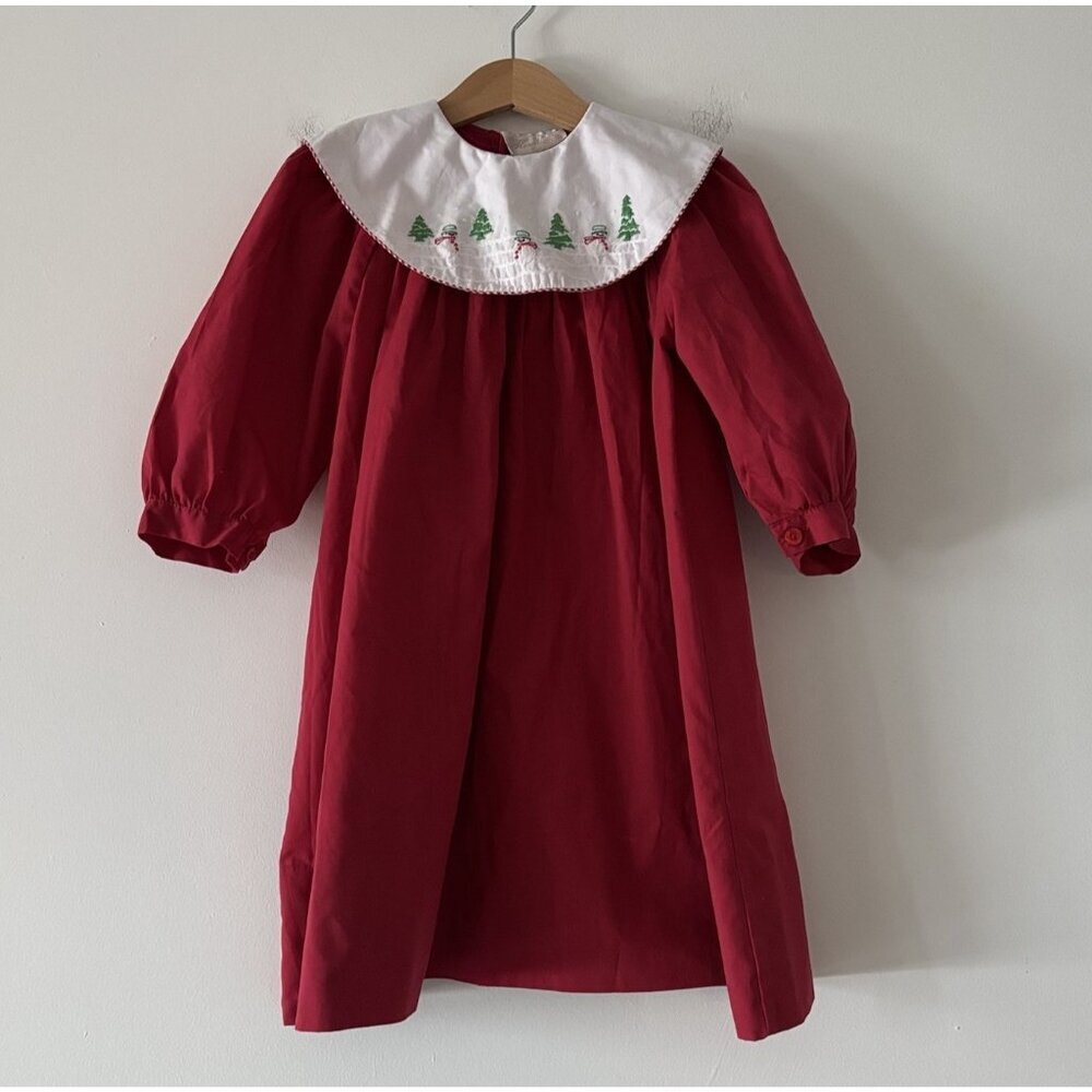 Vintage Rosalina Christmas Dress Snowman Holiday Red White Size 2T‎ Preppy Party